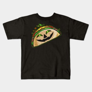 Taco With Jack O Lantern Face Costume Halloween Kids T-Shirt